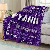 Aperturee - Custom Name Purple And White Text Gifts Blanket
